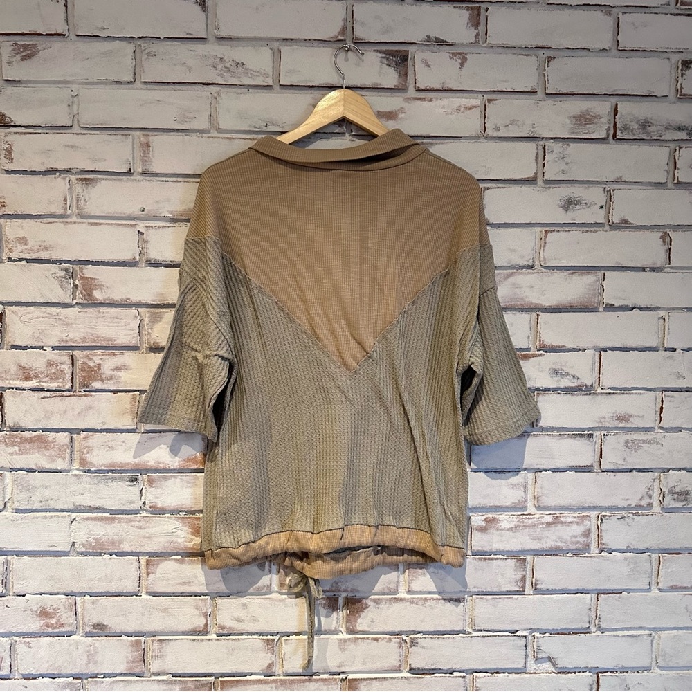 Pol Boho Color Block Waffle Pullover Size Large - image 5